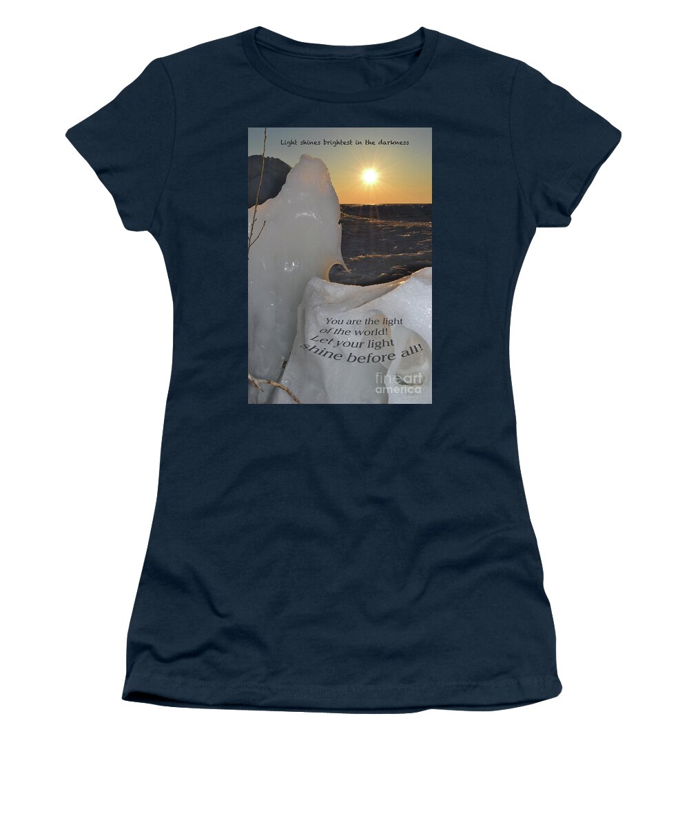  Women's T-Shirt featuring the mixed media Light of the World by Lori Tondini