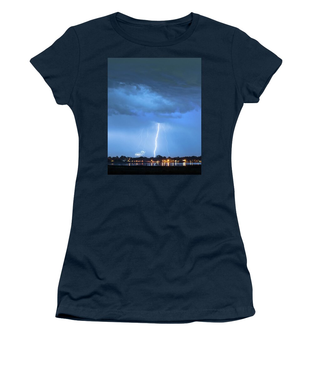 Power Women's T-Shirt featuring the photograph Lightning Raining Down with Some Firework Sprinkles by James BO Insogna