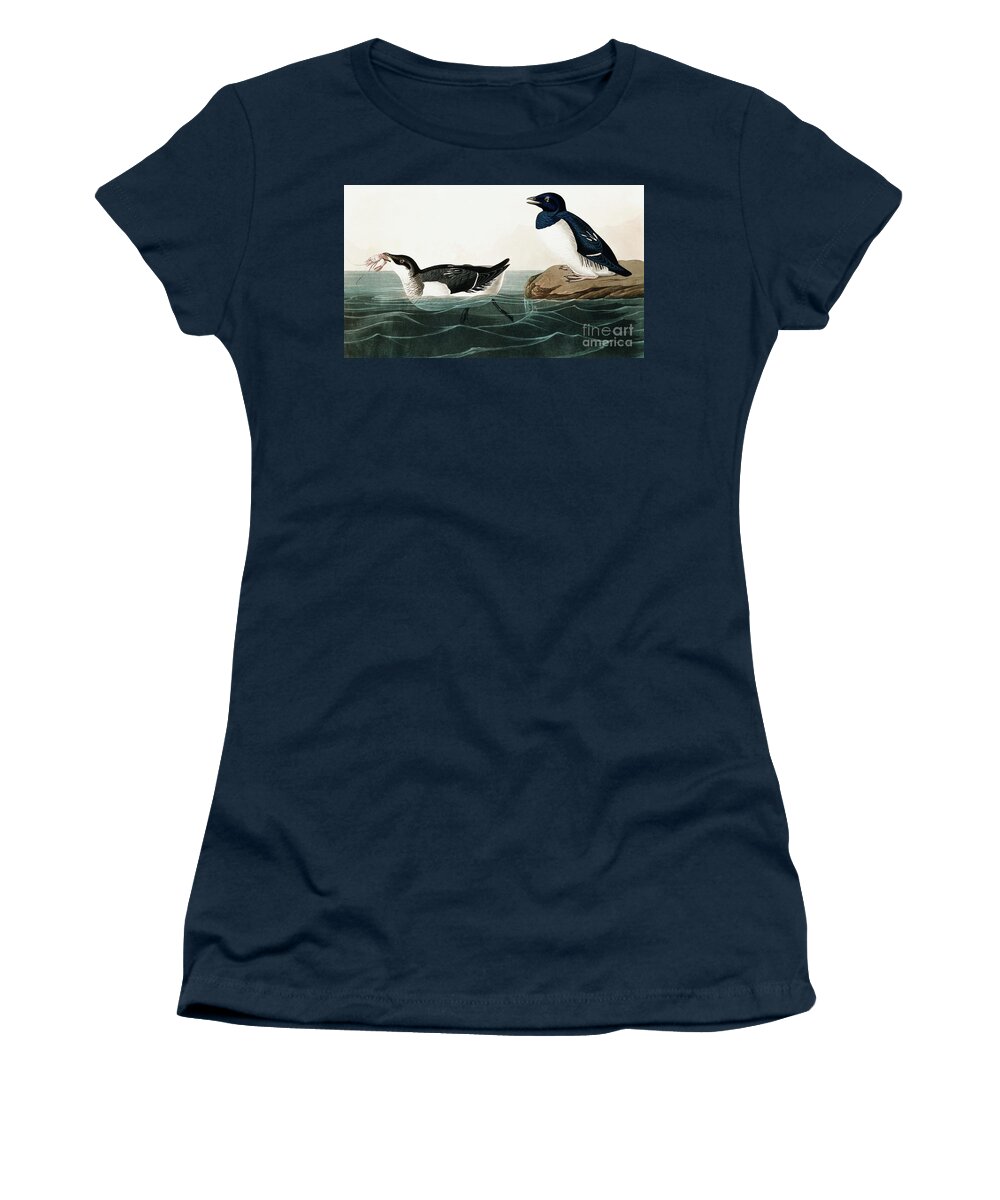 Little Auk Women's T-Shirt featuring the painting Little Auk, Uria Alle by Audubon by John James Audubon