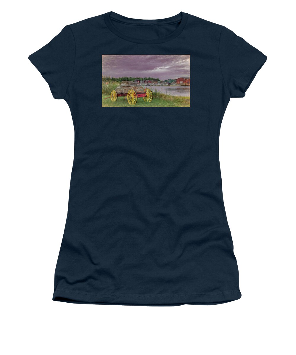 Pei Women's T-Shirt featuring the photograph Lobster Crate Wagon of Malpeque by Marcy Wielfaert