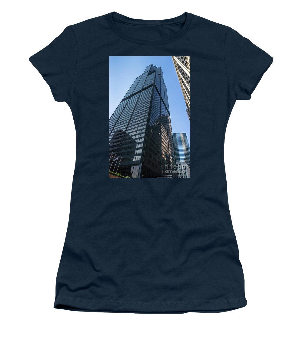 Willis Tower Women's T-Shirt featuring the photograph Looking Up Willis Tower by Jennifer White