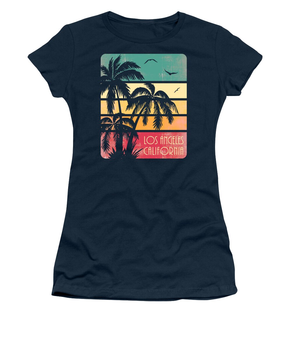 Los Angeles Women's T-Shirt featuring the digital art Los Angeles California vIntage Summer Sunset by Filip Schpindel