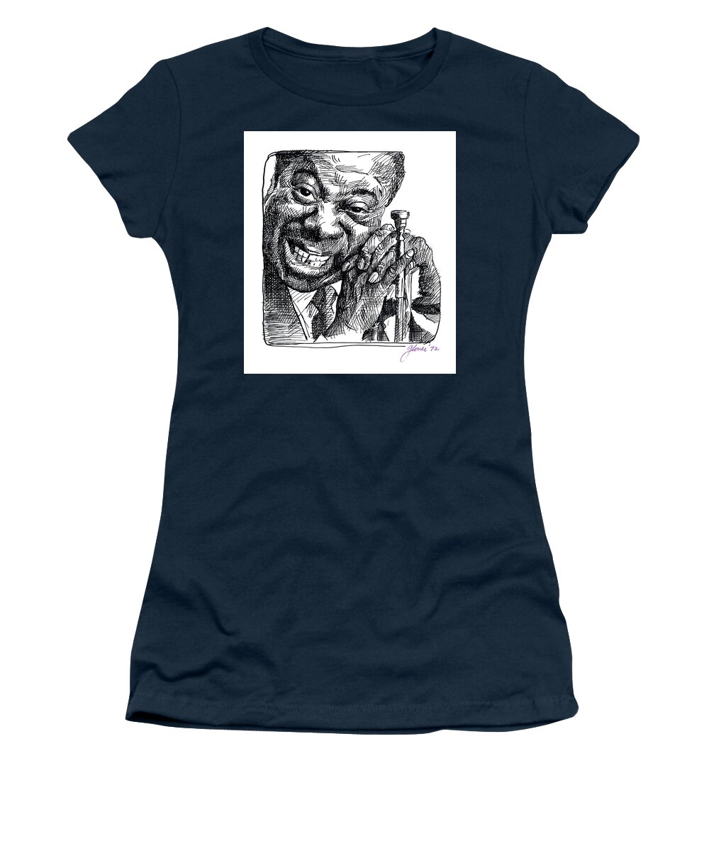 Louis Armstrong Women's T-Shirt featuring the painting Louis Armstrong by David Lloyd Glover