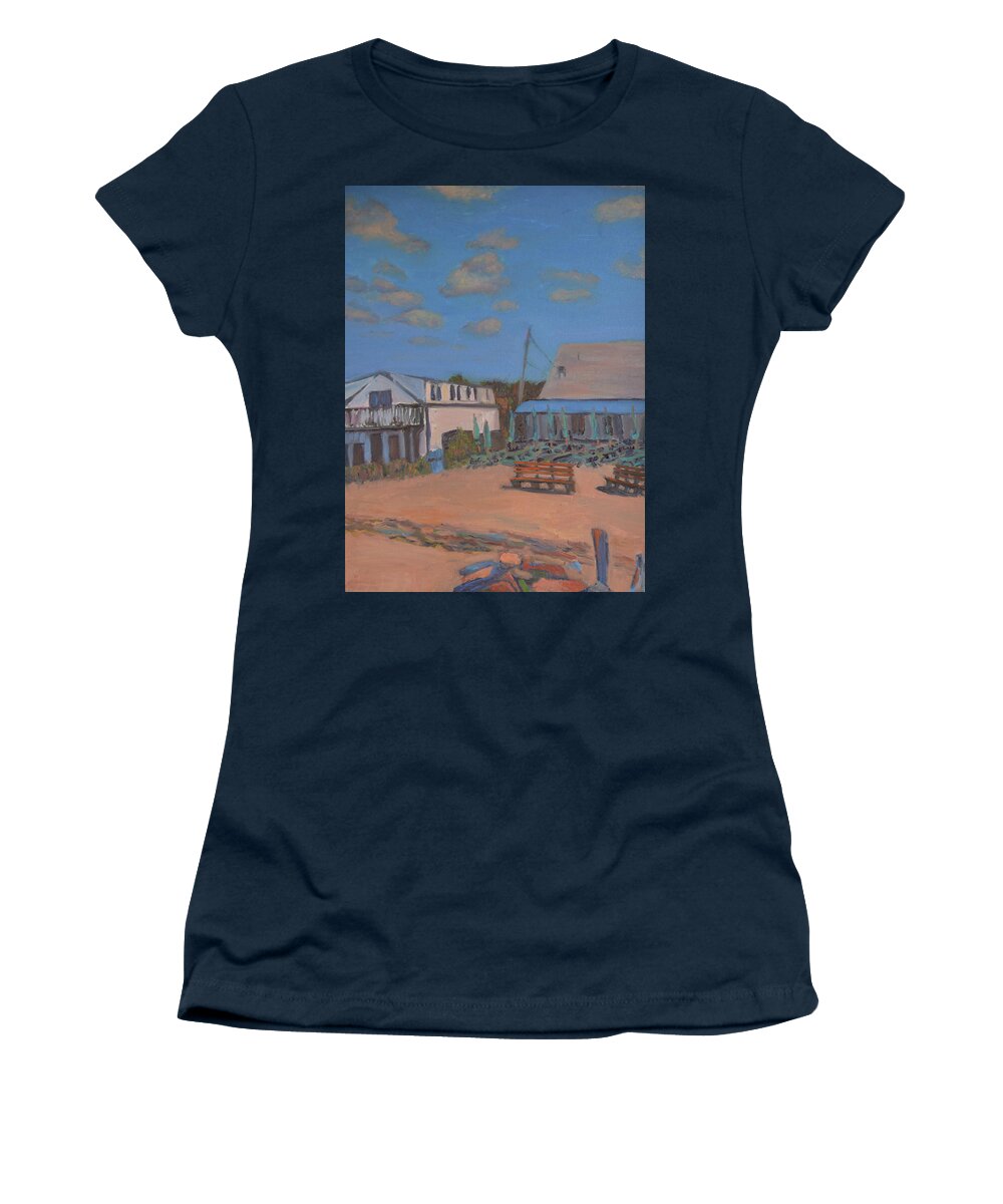 Wellfleet Women's T-Shirt featuring the painting Mac's Shack by Beth Riso