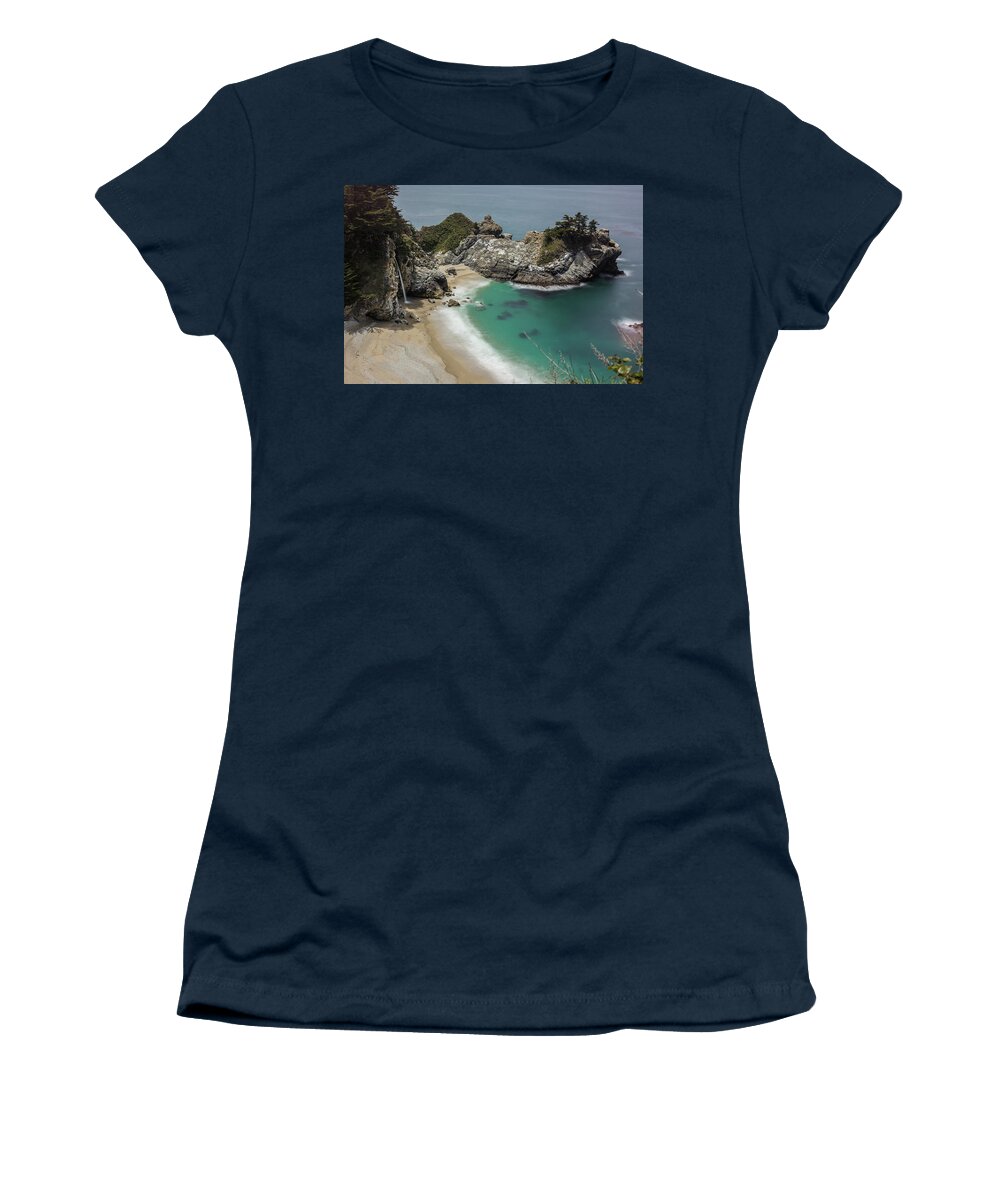 Waterfall Women's T-Shirt featuring the photograph McWay waterfall, Big Sur, California by Julieta Belmont