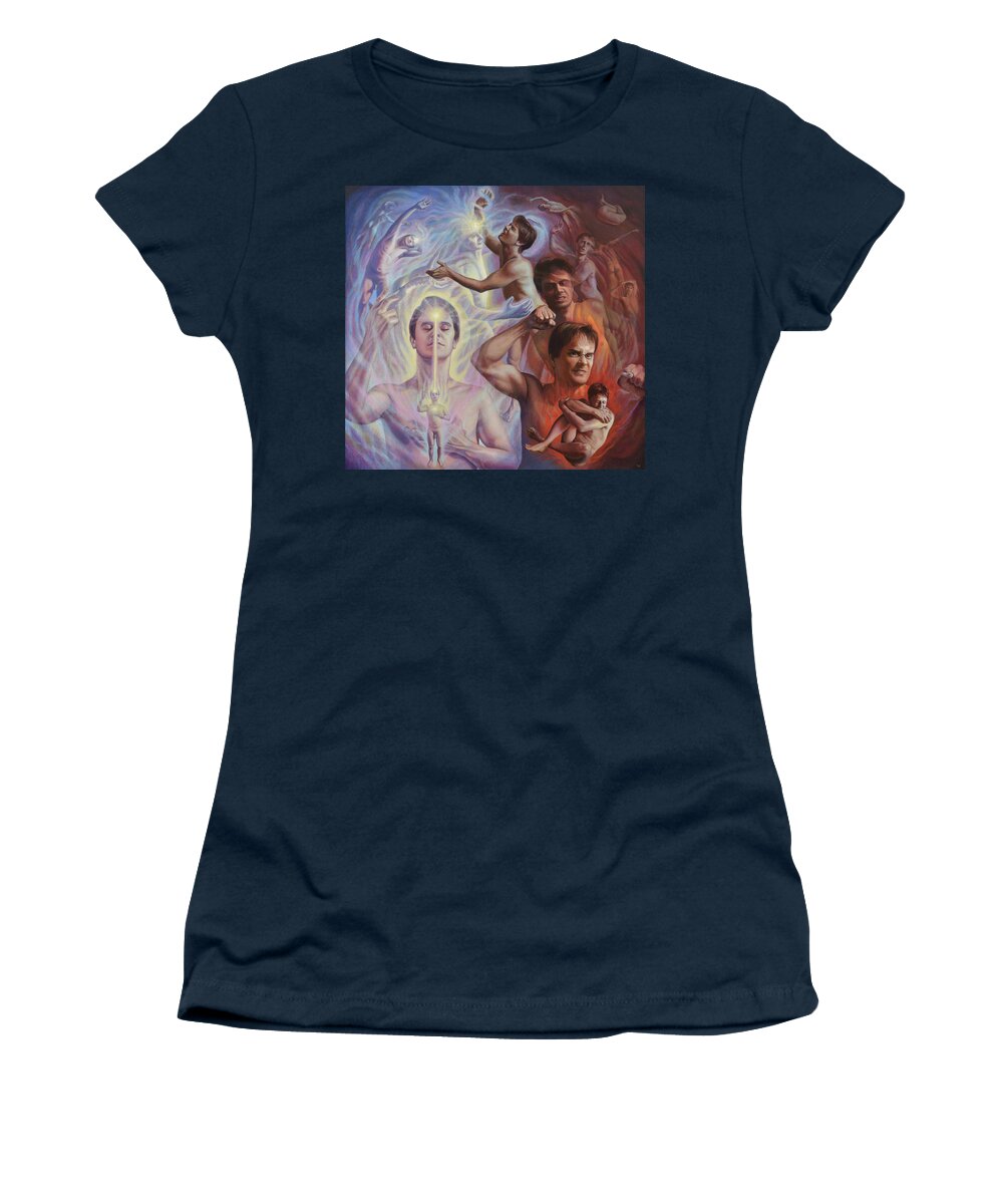Spiritual Women's T-Shirt featuring the mixed media Mental Bodies by Miguel Tio