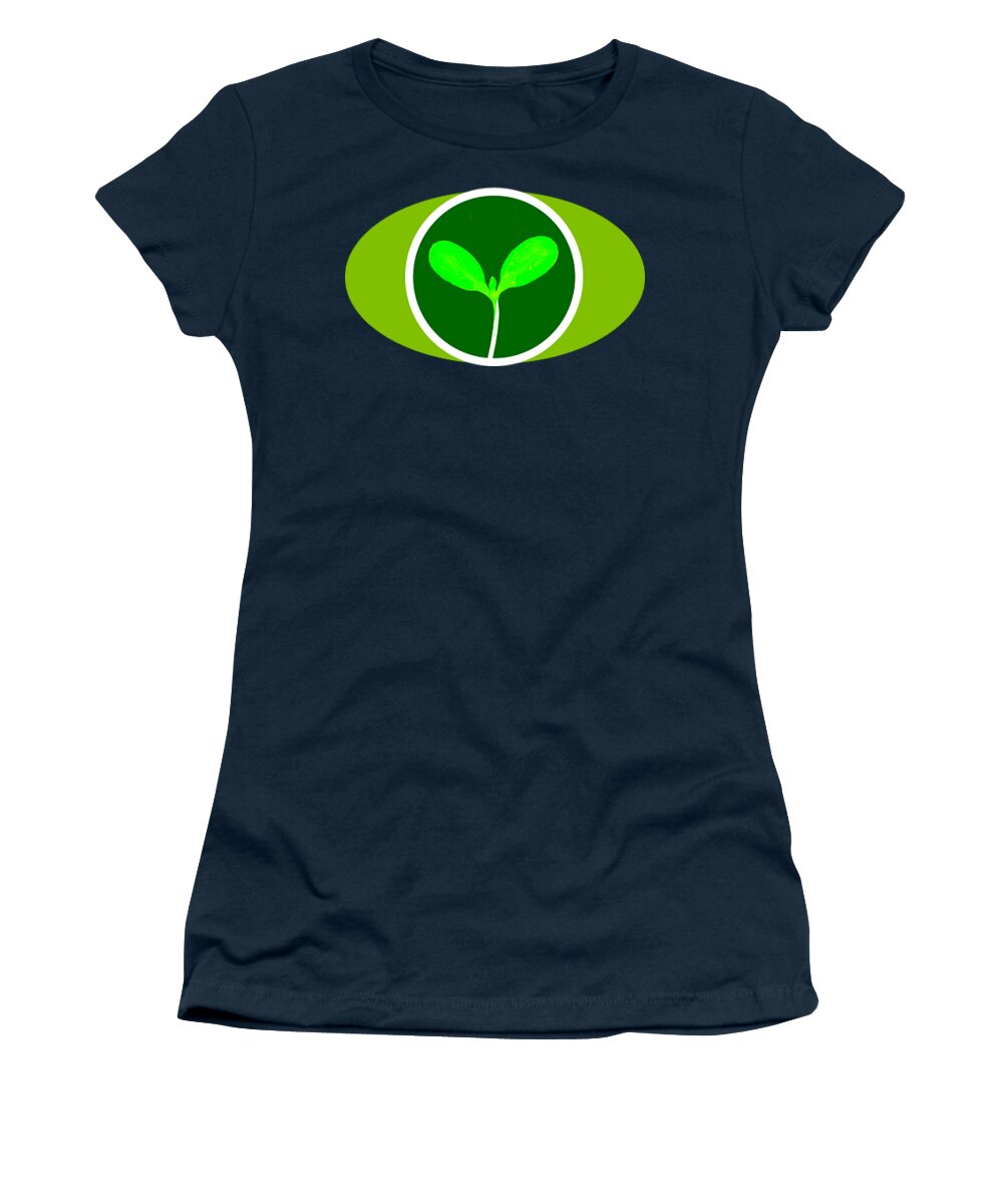  Women's T-Shirt featuring the drawing Microgreen graphic with oval slightly lighter green by Charlie Szoradi