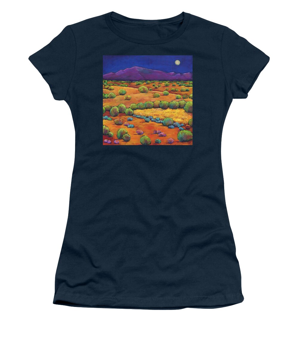 Contemporary Southwest Women's T-Shirt featuring the painting Midnight Sagebrush by Johnathan Harris