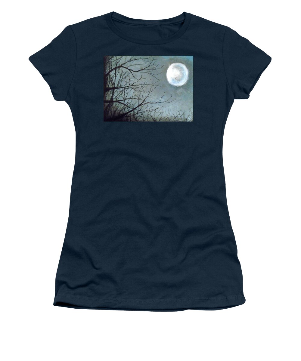 Forest Sky Women's T-Shirt featuring the drawing Moon Grip by Jen Shearer