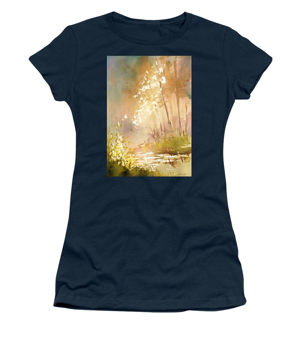 Dawn Women's T-Shirt featuring the painting Morning Stream by Sean Seal