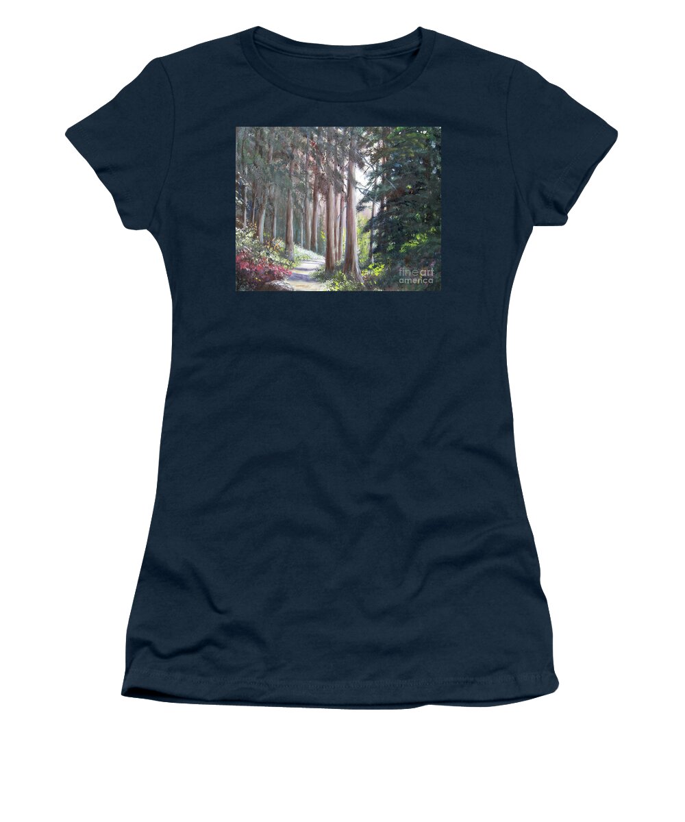 Landscape Women's T-Shirt featuring the painting Morning Walk by Shirley Braithwaite Hunt