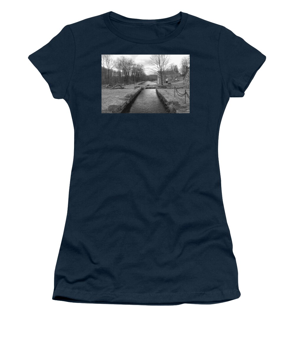Waterloo Village Women's T-Shirt featuring the photograph Morris Canal and Lock - Waterloo Village by Christopher Lotito