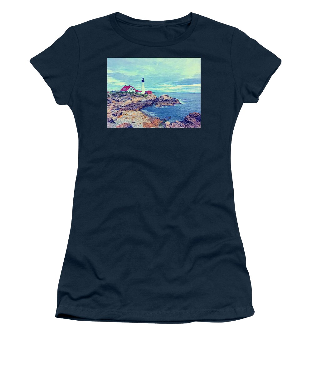 Lighthouse Women's T-Shirt featuring the digital art Motif number 1 or 2 by Steve Glines