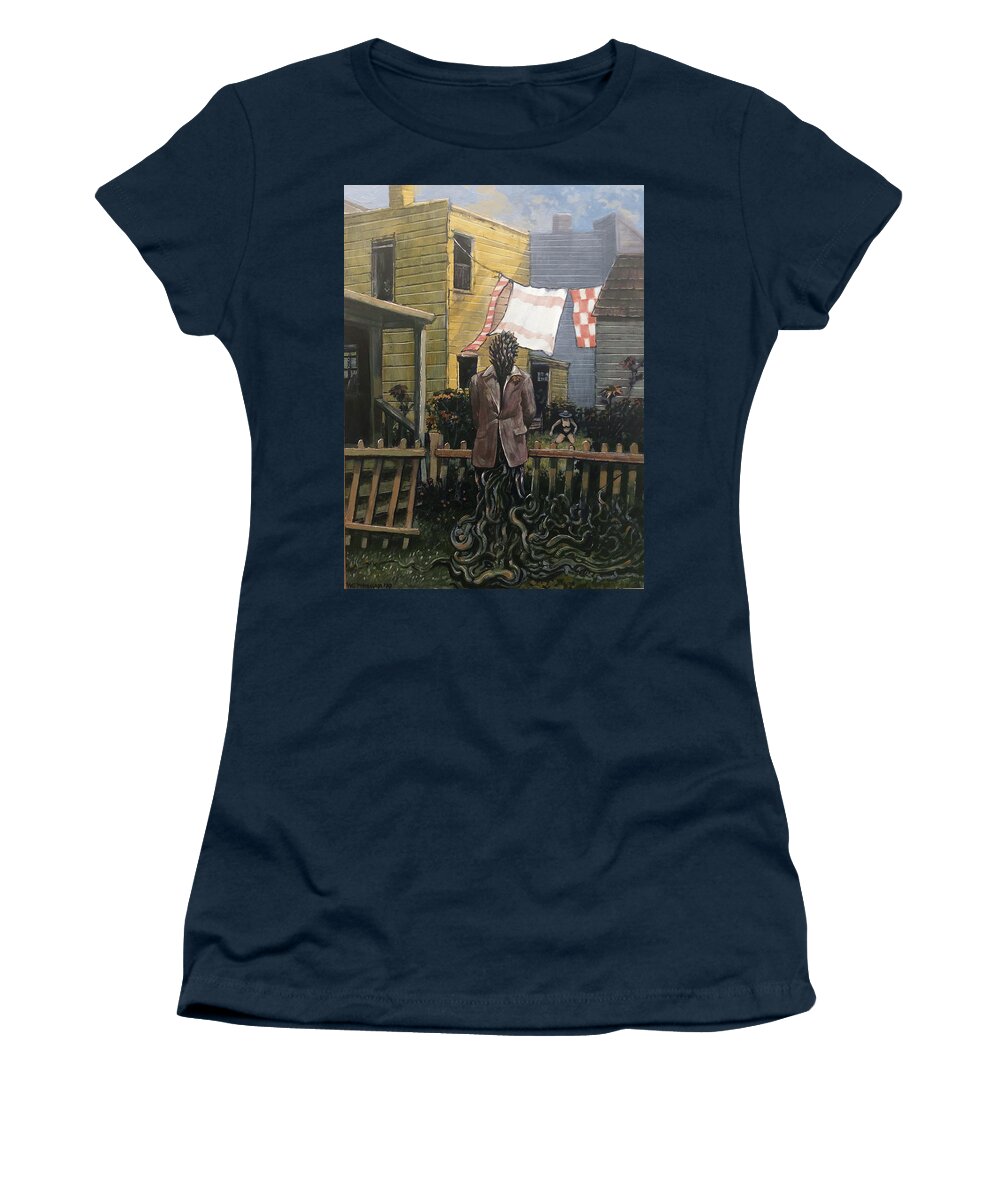 Garden Women's T-Shirt featuring the painting Mr Pseudoacacia's Neighbor by William Stoneham