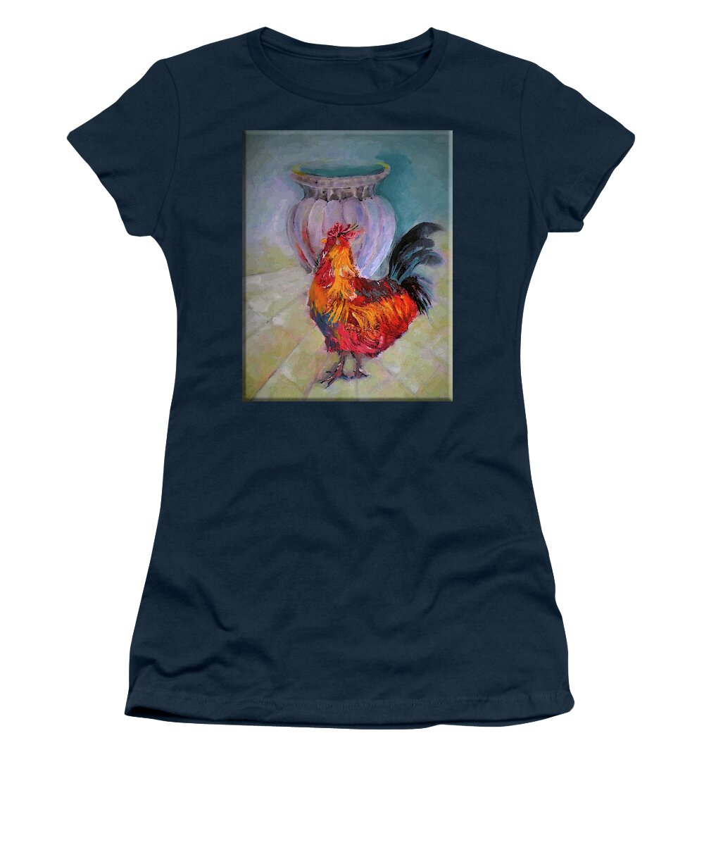 Mr. Women's T-Shirt featuring the painting Mr Roosters Roost Pot by Lisa Kaiser