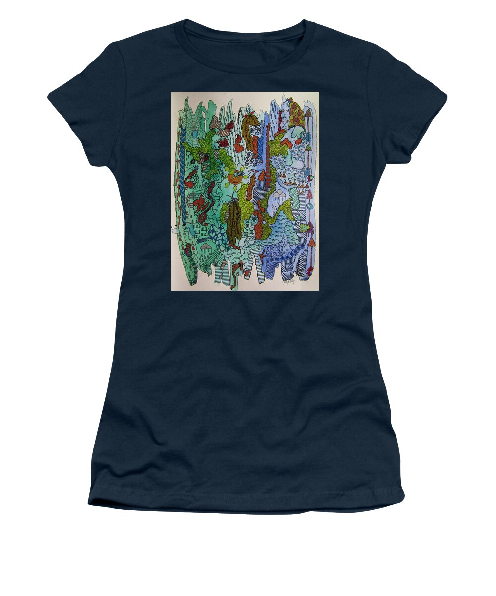 Native Women's T-Shirt featuring the painting Native Messages by Anita Hillsley