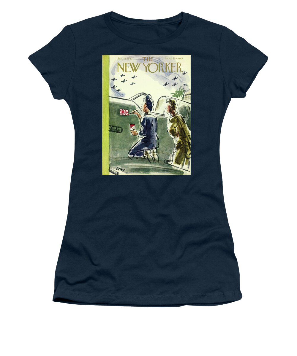 Illustration Women's T-Shirt featuring the painting New Yorker January 23 1943 by Leonard Dove