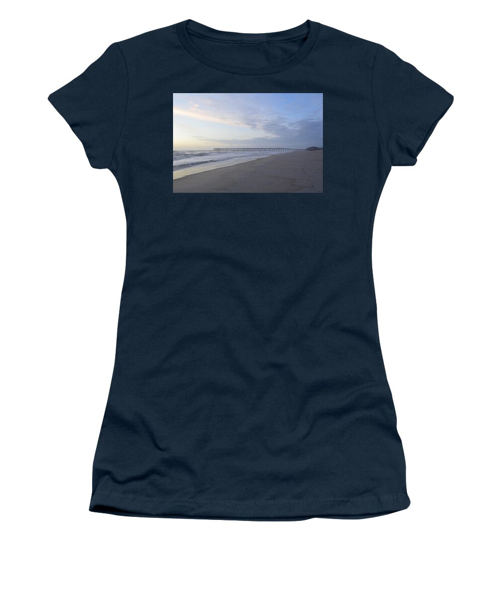 Obx Sunrise Women's T-Shirt featuring the photograph NH Fishing Pier 8/27/19 by Barbara Ann Bell