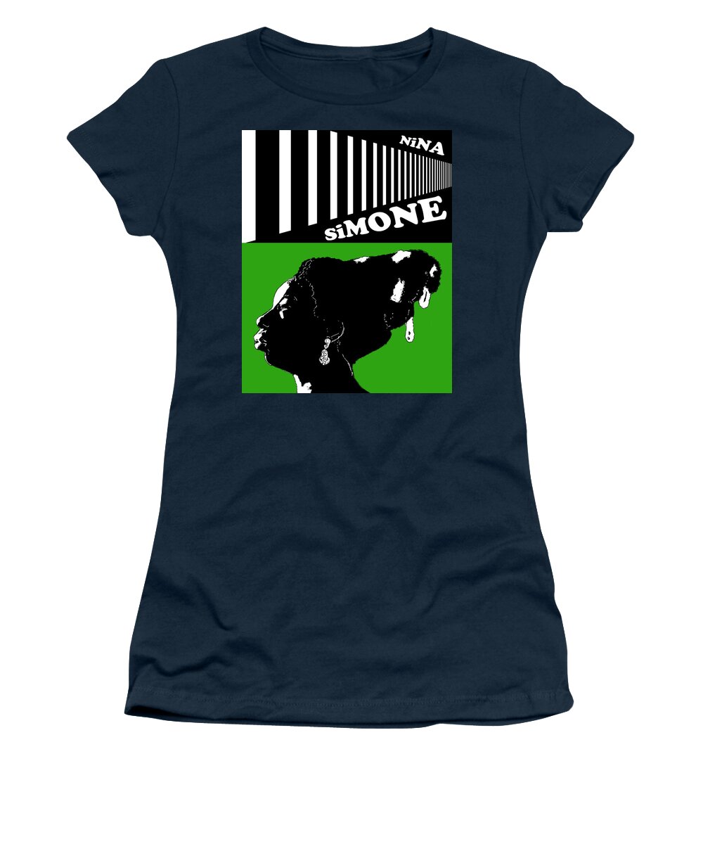 Nina Simone Women's T-Shirt featuring the digital art Nina Simone - Green by Regina Wyatt