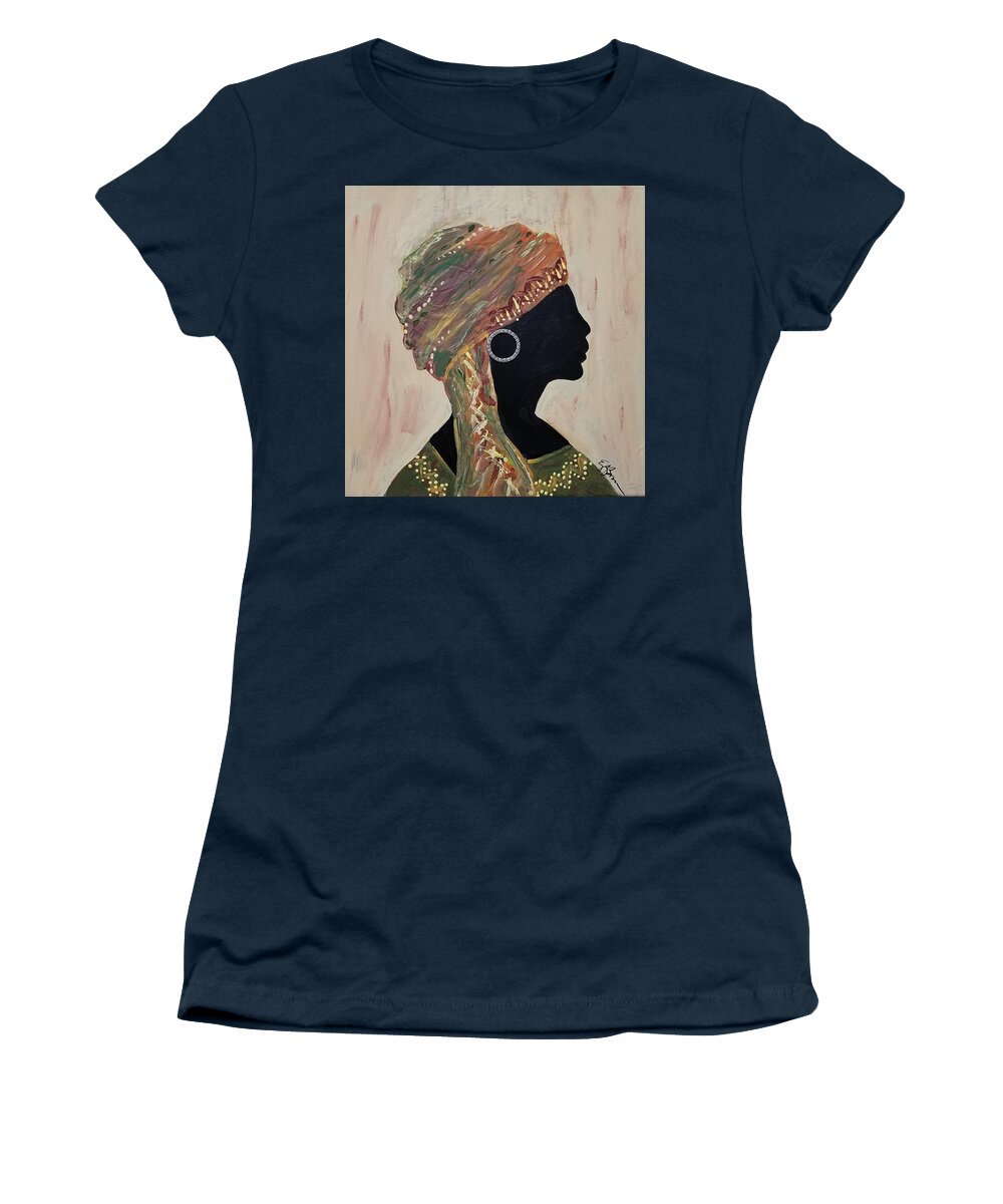 Profile Women's T-Shirt featuring the painting Nubian Beauty 1 by Elise Boam