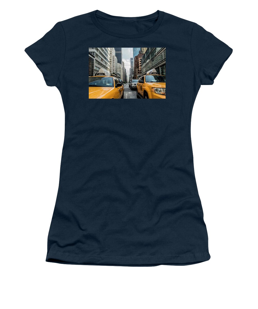 Photo Women's T-Shirt featuring the photograph NY taxis by Top Wallpapers