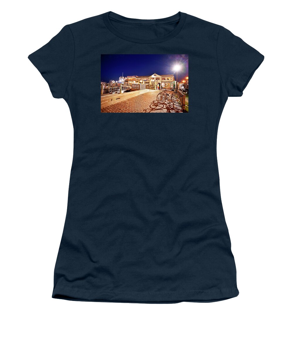Estock Women's T-Shirt featuring the digital art Oak Bluffs Harbor, Martha's Vineyard, Ma by Claudia Uripos