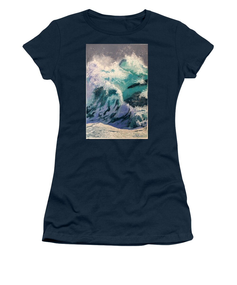 Ocean Scene Women's T-Shirt featuring the pastel Ocean Scene 1 by Gerry Delongchamp