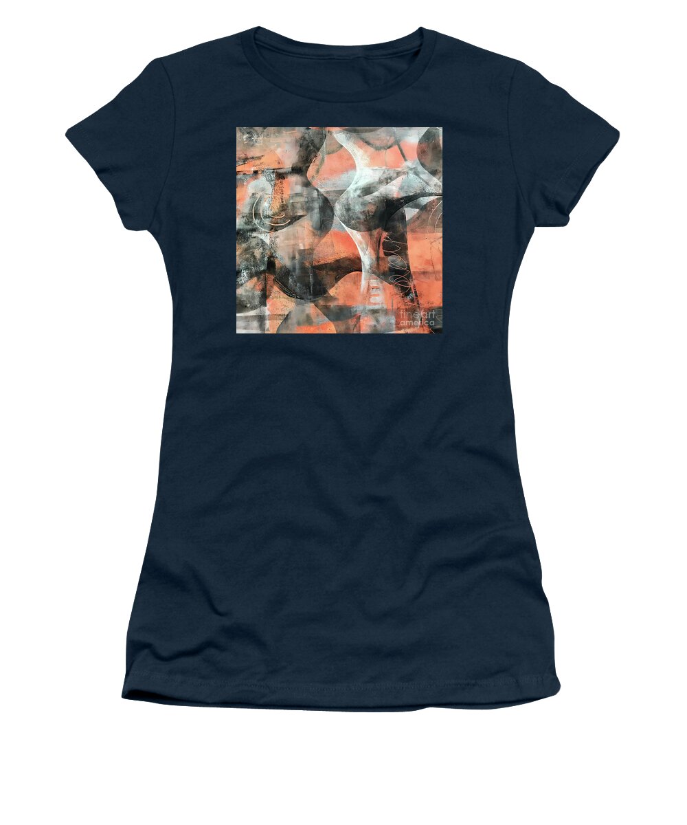 Abstract Women's T-Shirt featuring the painting Orange and Black by Christine Chin-Fook