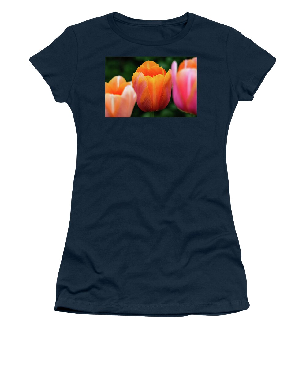 Orange Women's T-Shirt featuring the photograph Orange Tulip Macro by Mary Ann Artz