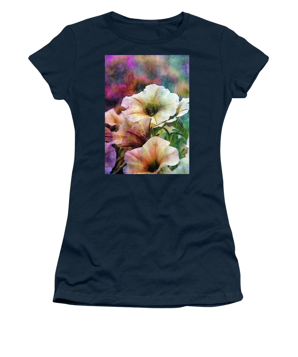 Impressionist Women's T-Shirt featuring the photograph Pale Petunias 6465 IDP_2 by Steven Ward
