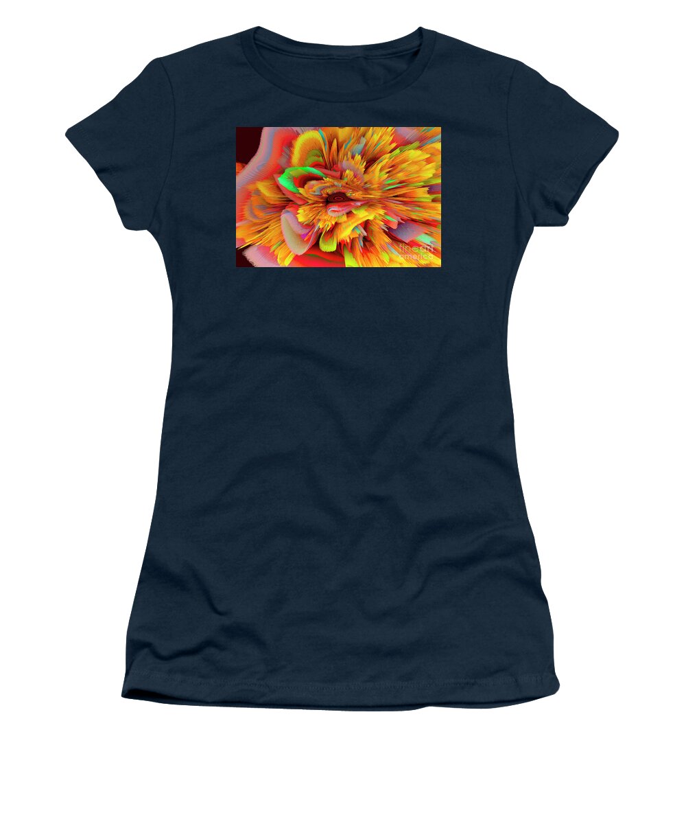 Yellow Flowers Women's T-Shirt featuring the mixed media Flowers Of My Dreams 7 by Elena Gantchikova