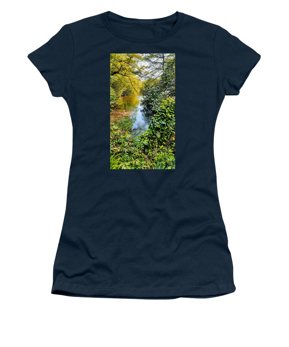 Rhododendrons Women's T-Shirt featuring the photograph Park River Rhododendrons by Stacie Siemsen