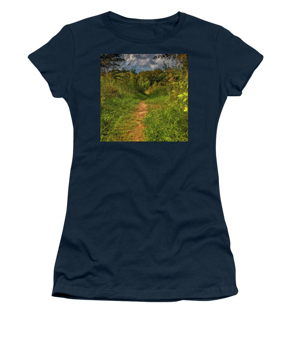 Path In Greenary Women's T-Shirt featuring the photograph Path In Greenary #i0 by Leif Sohlman