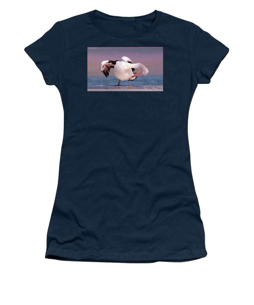 Pelicans Women's T-Shirt featuring the digital art Pelican show off 05 by Kevin Chippindall