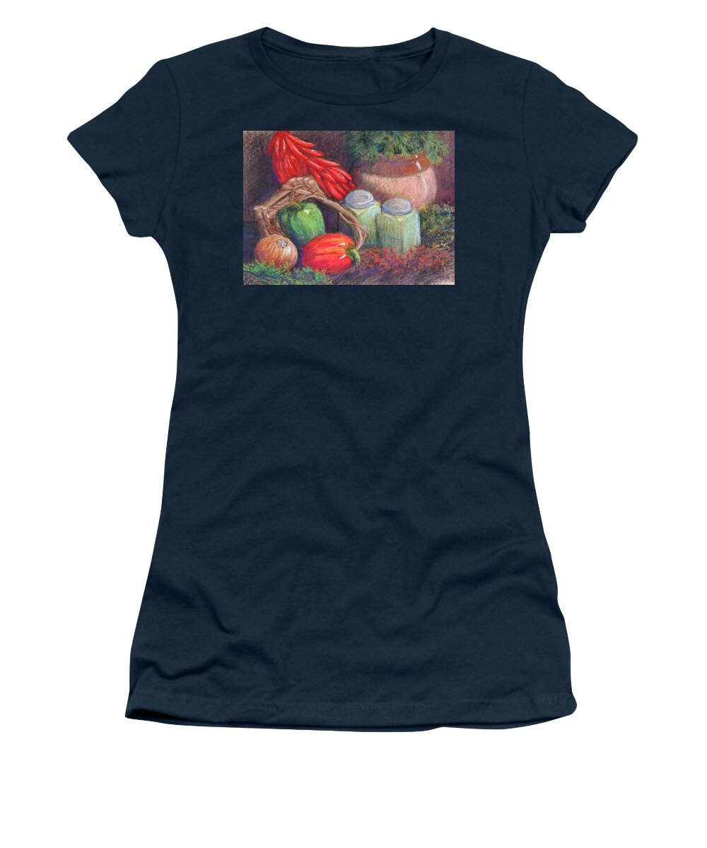 Still Life Women's T-Shirt featuring the pastel Peppers, Etc. by Candy Mayer