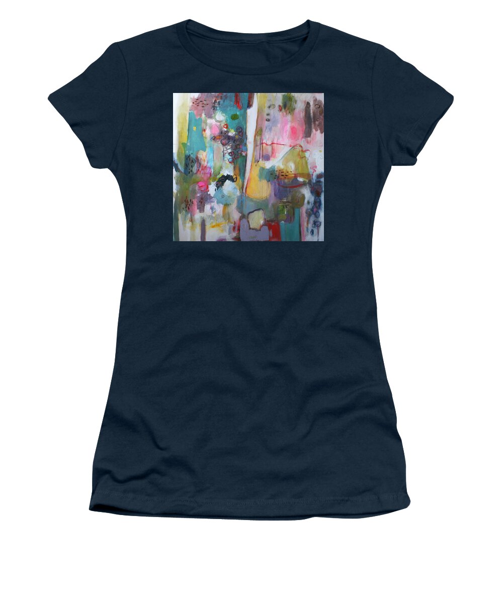 Abstract Women's T-Shirt featuring the painting Under a Peruvian Sky by Janet Zoya