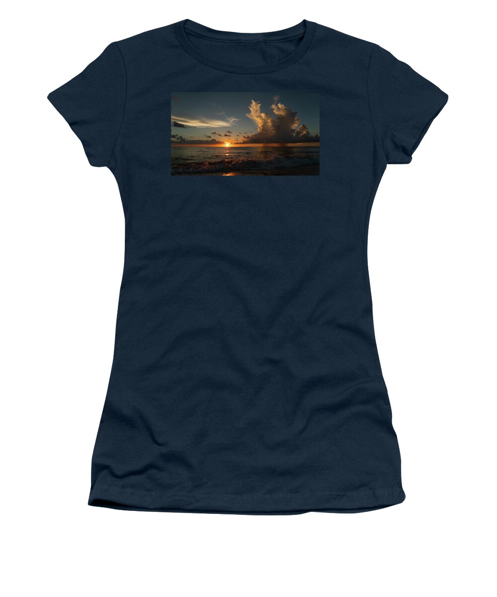 Florida Women's T-Shirt featuring the photograph Pink Crystal Splash Sunrise 2 Delray Beach Florida by Lawrence S Richardson Jr
