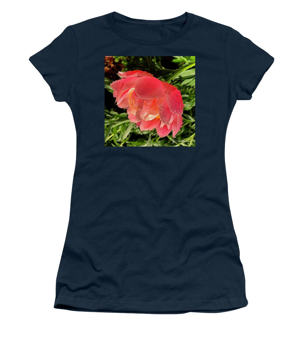 Brushstroke Women's T-Shirt featuring the photograph Pink Peony by Jori Reijonen
