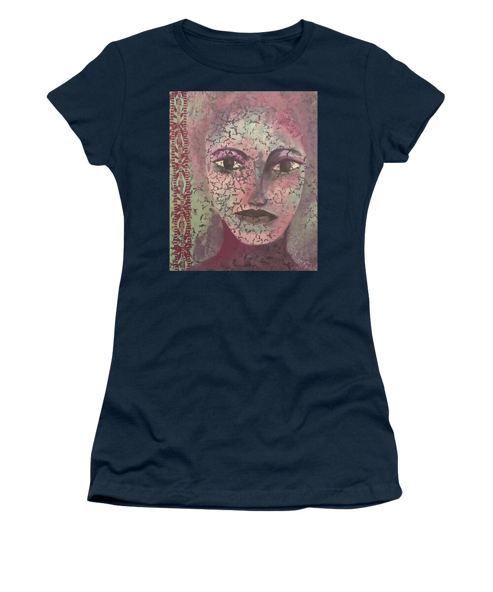 Portrait Women's T-Shirt featuring the painting Pink portrait by Hila Abada
