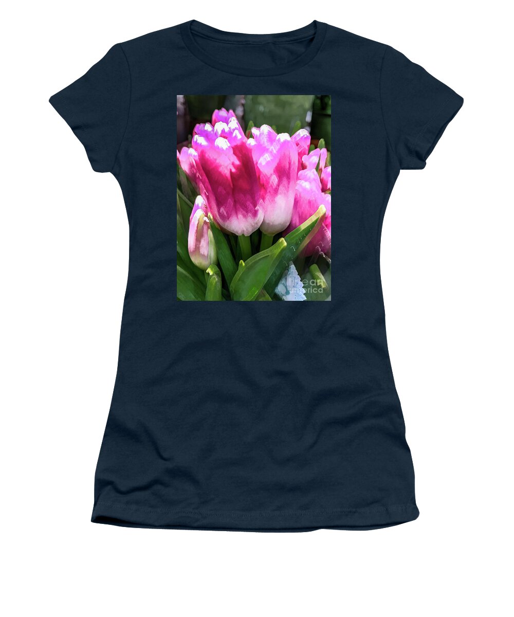 Abstract Women's T-Shirt featuring the photograph Pink tulip pastel by Phillip Rubino