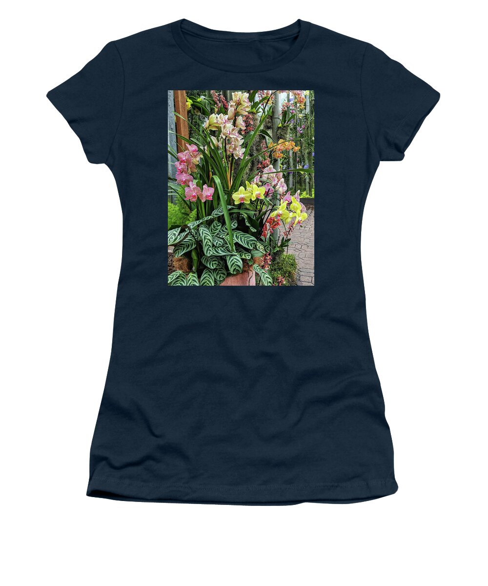 Flower Women's T-Shirt featuring the photograph Plentiful Orchids by Portia Olaughlin