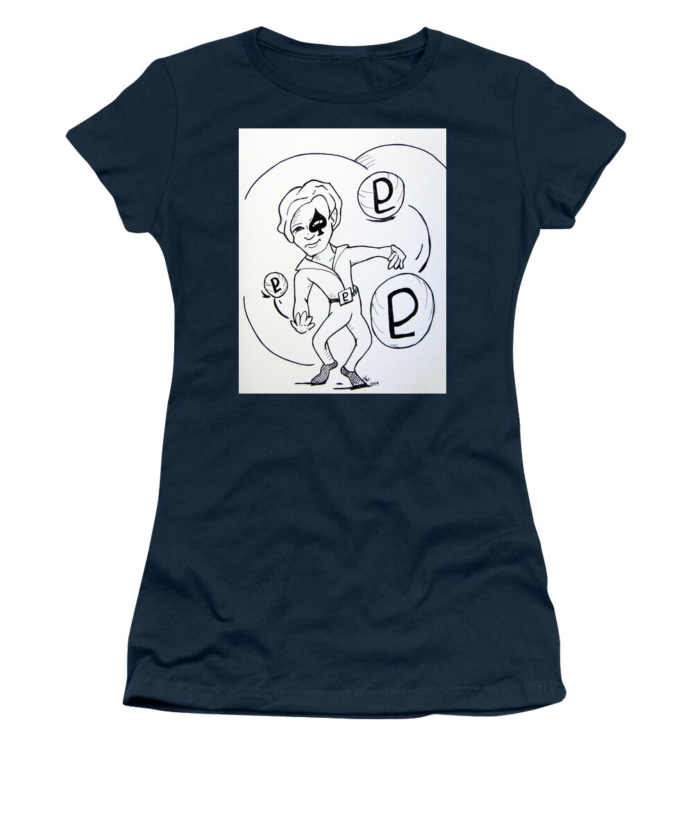 Pluto Women's T-Shirt featuring the drawing Pluto by Loretta Nash