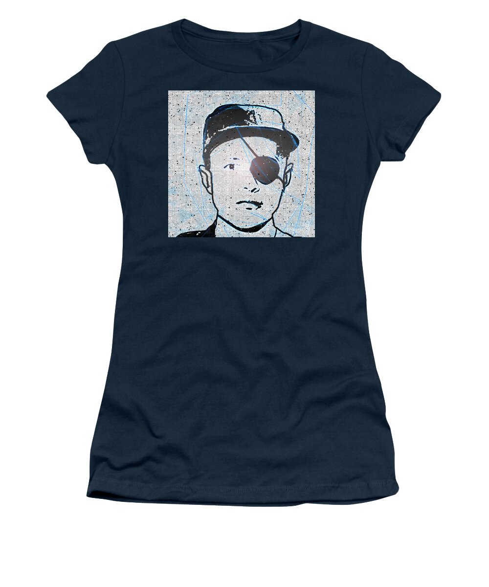 Digitally Women's T-Shirt featuring the digital art Portrait of Moshe Dayan j1 by Humorous Quotes