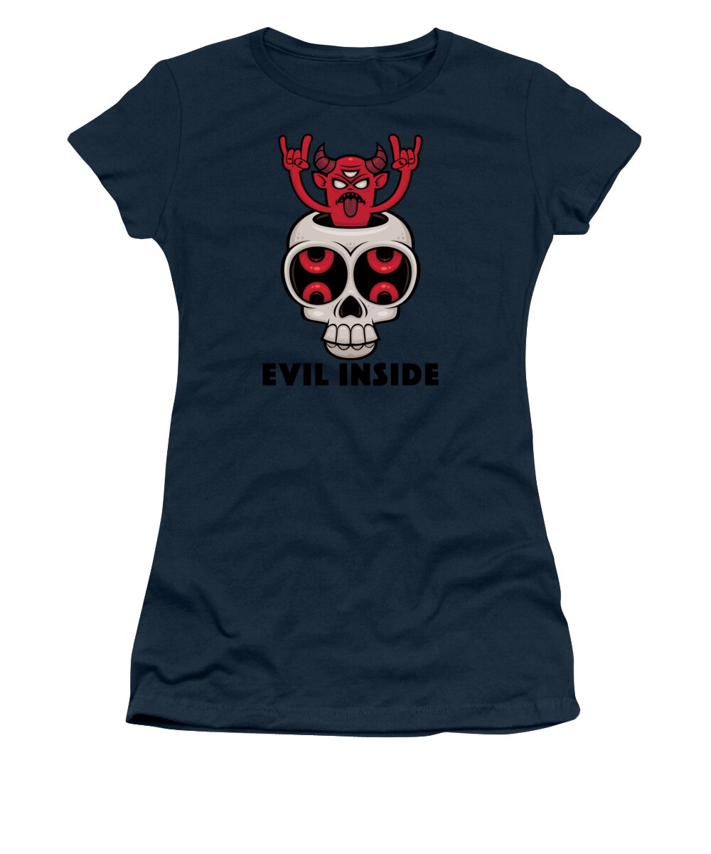 Skull Women's T-Shirt featuring the digital art Possessed Skull Evil Inside by John Schwegel