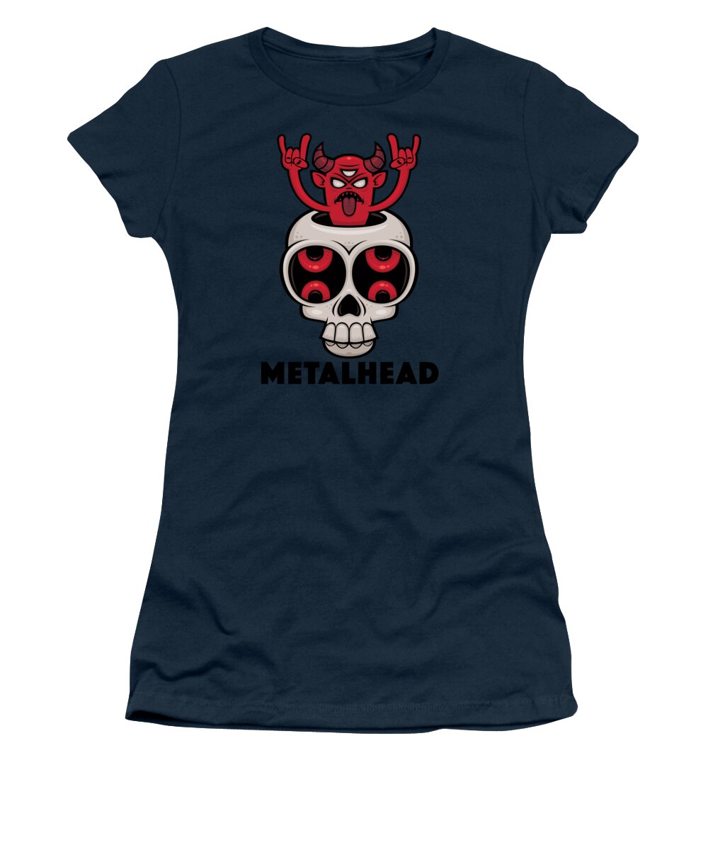 Skull Women's T-Shirt featuring the digital art Possessed Skull Metalhead by John Schwegel