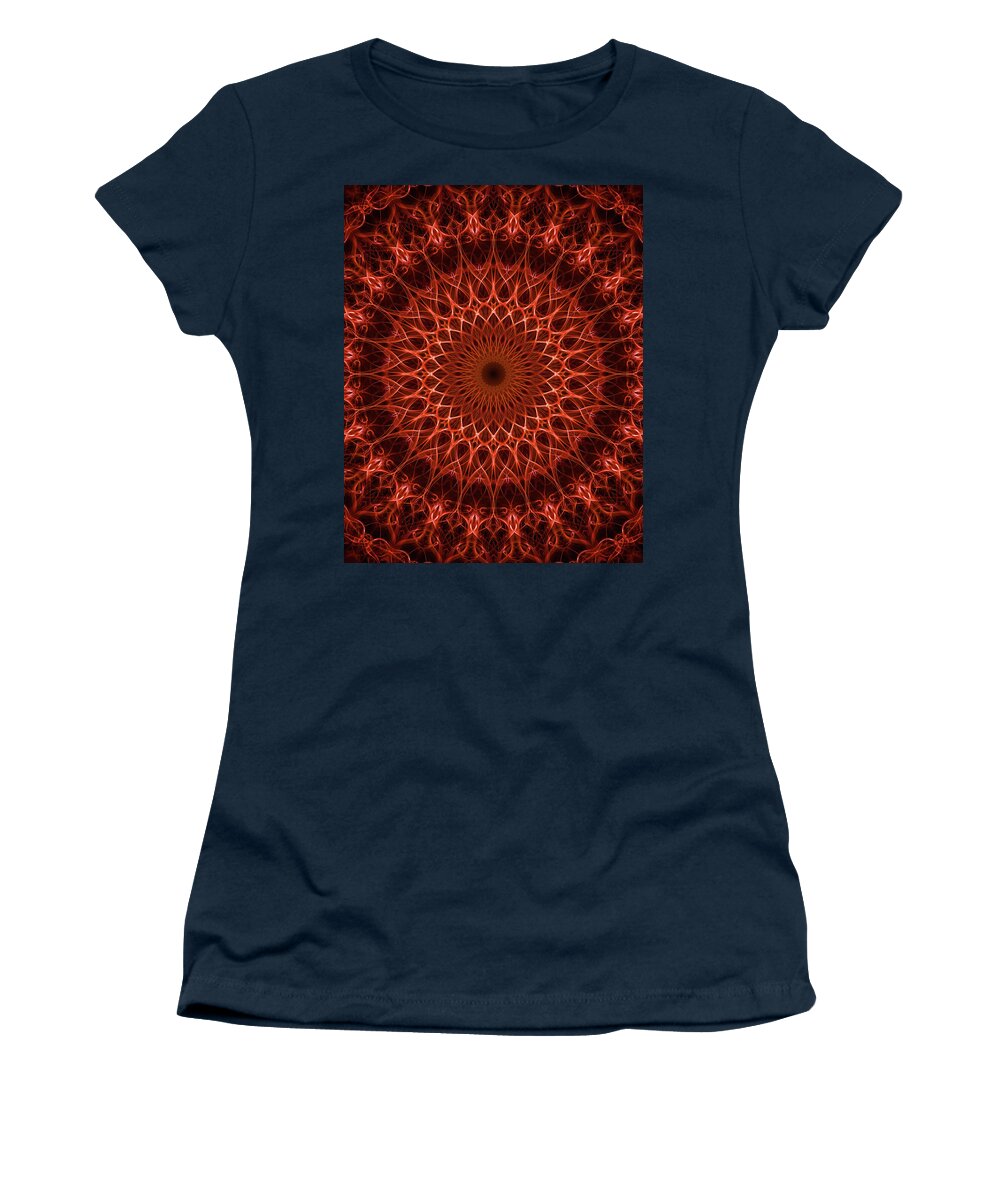 Mandala Women's T-Shirt featuring the digital art Pretty rich red mandala by Jaroslaw Blaminsky