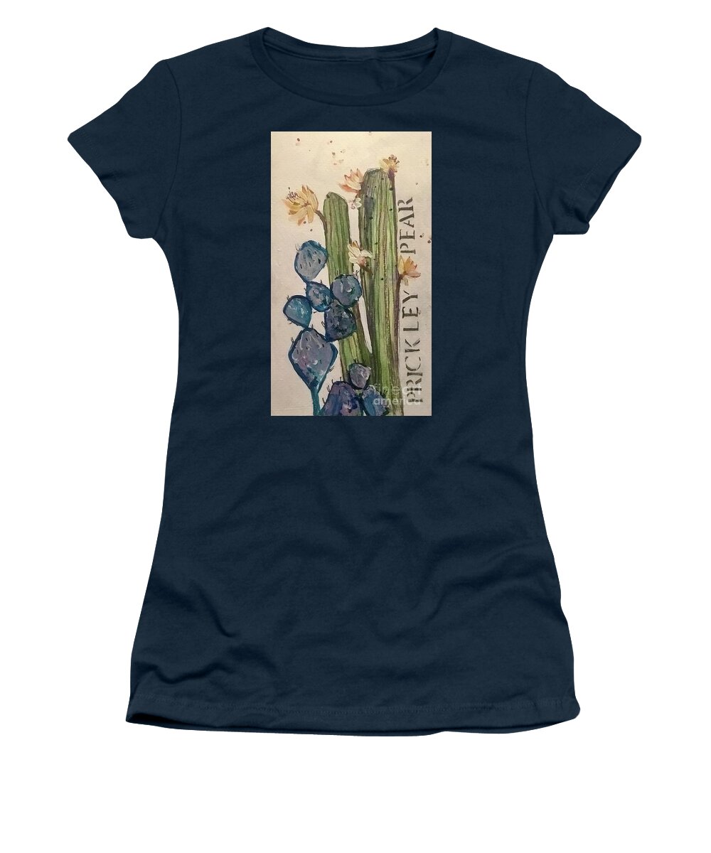 Cactus Women's T-Shirt featuring the painting Prickley Pear by Sherry Harradence