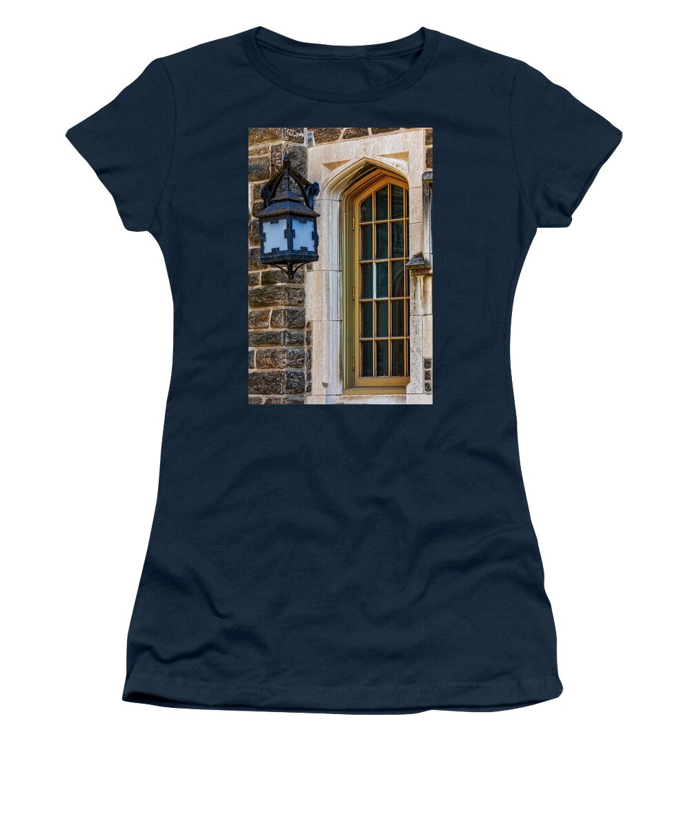 Princeton Women's T-Shirt featuring the photograph Princeton University Window and Lamp by Susan Candelario