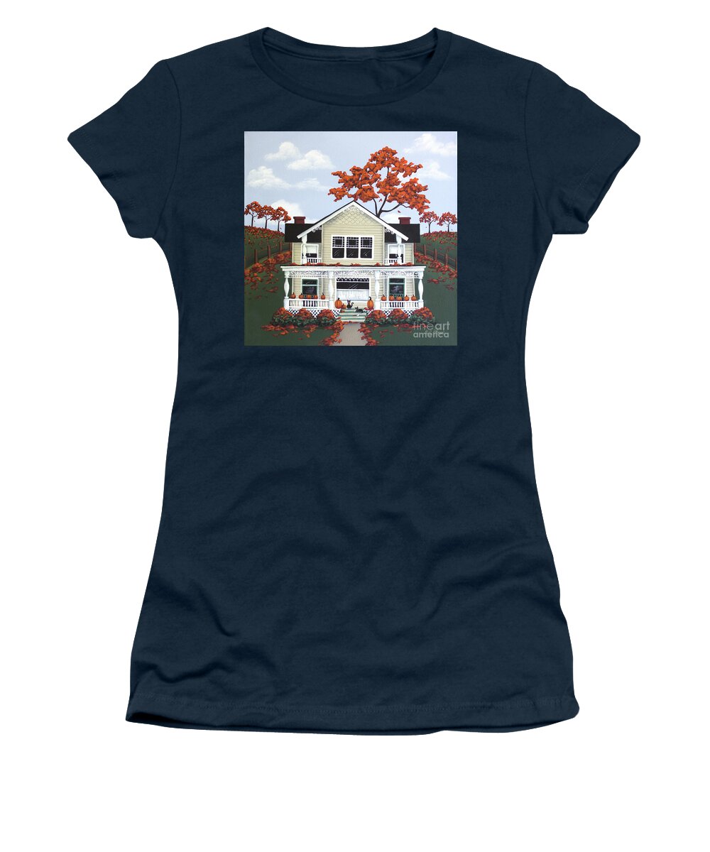 Art Women's T-Shirt featuring the painting Pumpkin and Maple by Catherine Holman