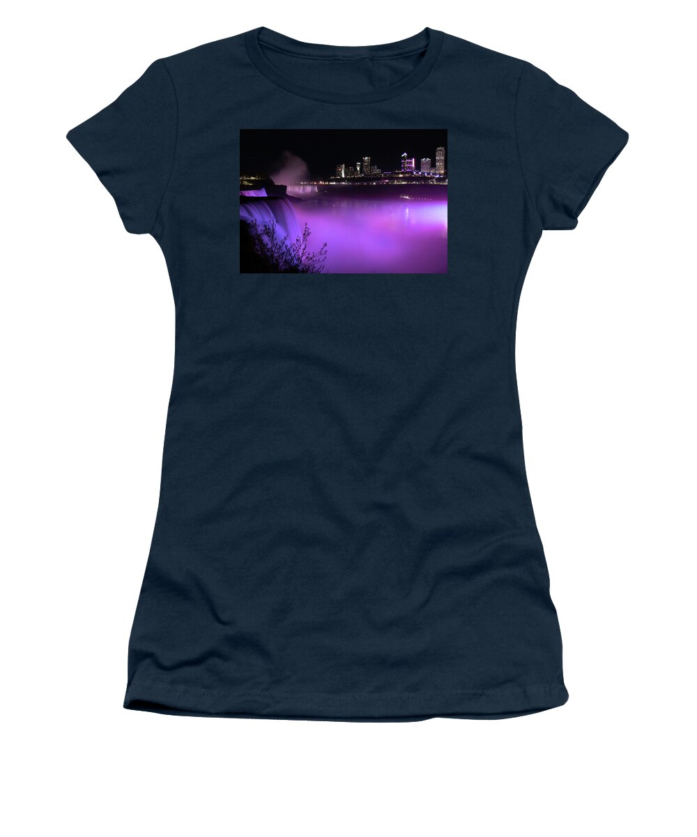 Niagara Falls Women's T-Shirt featuring the photograph Purple Falls by Vicky Edgerly